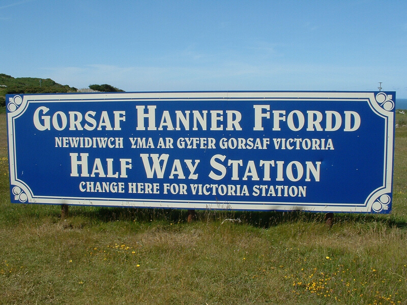 Tram half-way sign